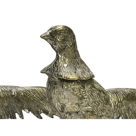 Mid-Century Silverplate Pair of 11" Vintage Figurines Pheasants-Stunning - Picture 3 of 8